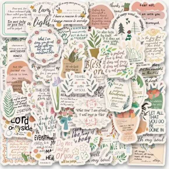 50pcs Bible Verse Stickers Psalms & Proverbs - Reusable Vinyl Decals - Picture 1 of 7